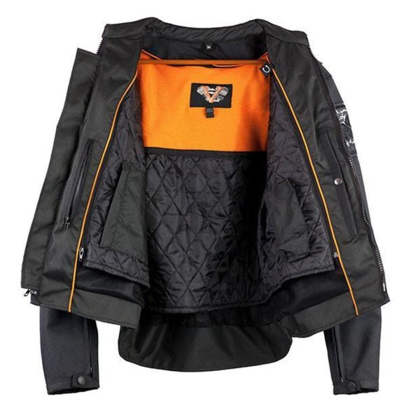 Men's Textile Jacket ''High Mileage'' with Embroidered Reflective Skulls - Picture 4 of 6